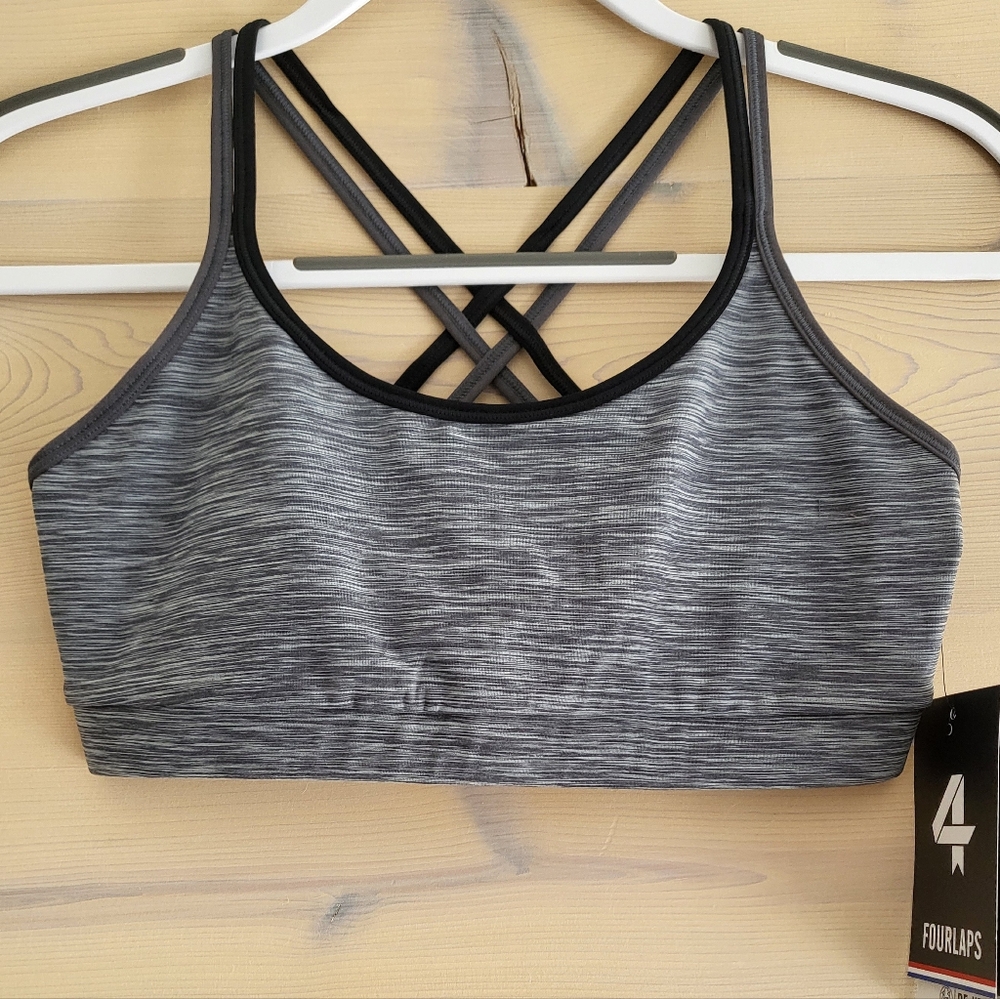 NWT FourLaps Vitality Sports Bra Charcoal Space Dye size S